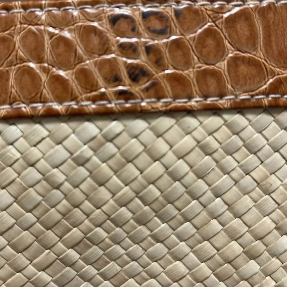Gorgeous Vintage Liz Claiborne Straw and Faux Snake-print leather purse. 90s-Y2K - Picture 12 of 12